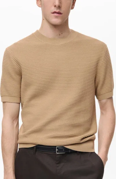 Mango Braided Cotton Blend Short Sleeve Sweater In Multi