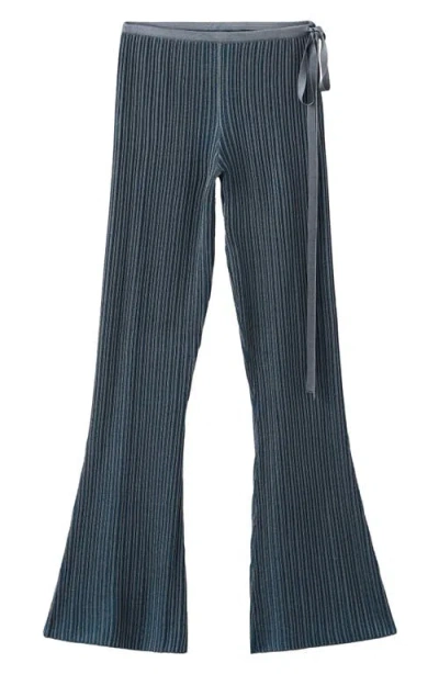 Mango Ribbed Flare Leg Pants In Animal Print