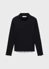 Mango Kids' Ribbed High Neck T-shirt Black