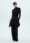 Mango Ribbed High Neck T-shirt Black