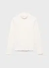 Mango Ribbed High Neck T-shirt Off White In White