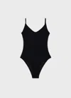 Mango Ribbed Knit Straps Swimsuit Black In Black