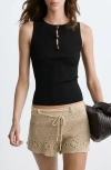 Mango Ribbed Knit Top In Multi