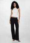 Mango Ribbed Knit Top Ecru