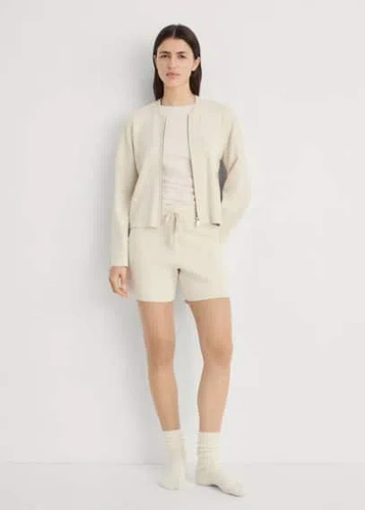 Mango Ribbed Knitted Shorts In Light/pastel Grey