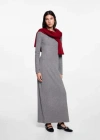 MANGO RIBBED LONG DRESS MEDIUM HEATHER GREY