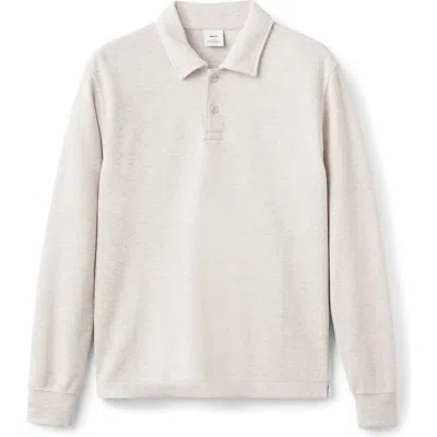 Mango Ribbed Long Sleeve Polo In Neutral