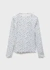 Mango Ribbed Printed T -shirt Off White In White