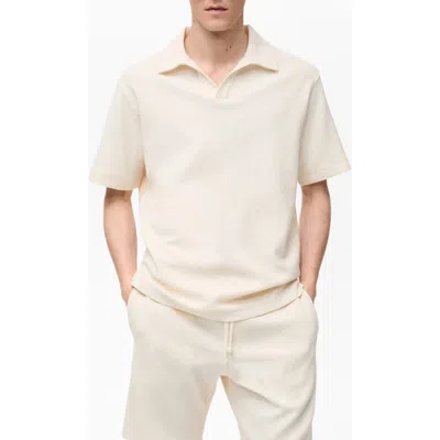 Mango Ribbed Structure Cotton Blend Polo