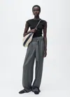 Mango Ribbed T-shirt With Die-cut Trim Black In Black