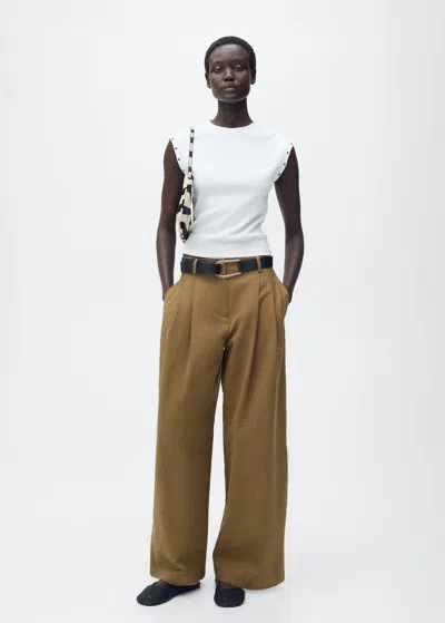 Mango Ribbed T-shirt With Die-cut Trim White