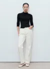 Mango Ribbed T-shirt With Scalloped Finishes Black In Black