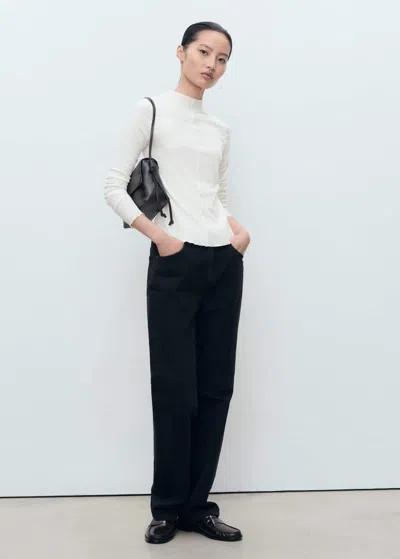 Mango Ribbed T-shirt With Scalloped Finishes White