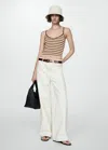 Mango Ribbed Top With Thin Straps Sand In Sable