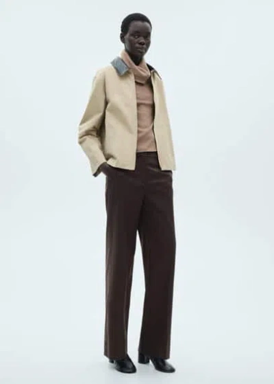 Mango Turtle Neck T-shirt Brown