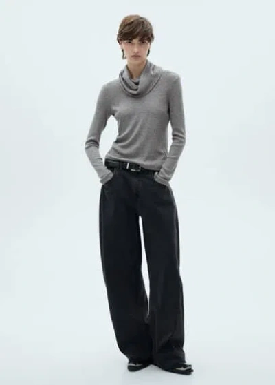 Mango Turtle Neck T-shirt Grey