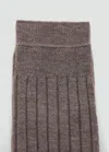 Mango Chaussettes Laine Mélangée Maille Côtelée Marron Moyen - Femme - Taille Unique -  In Brown