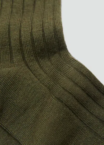 Mango Ribbed Wool Blend Socks Medium Green