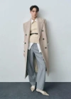 Mango Double Breasted Wool Blend Coat In Ecru