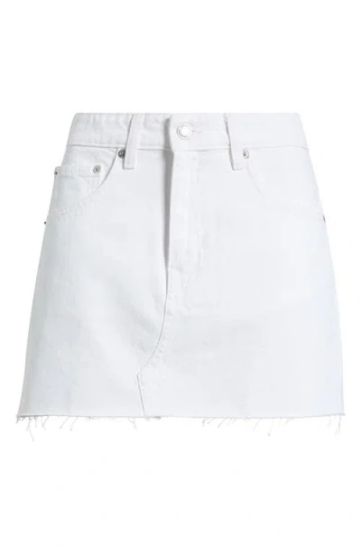 Mango Rica Raw Hem Denim Miniskirt In White