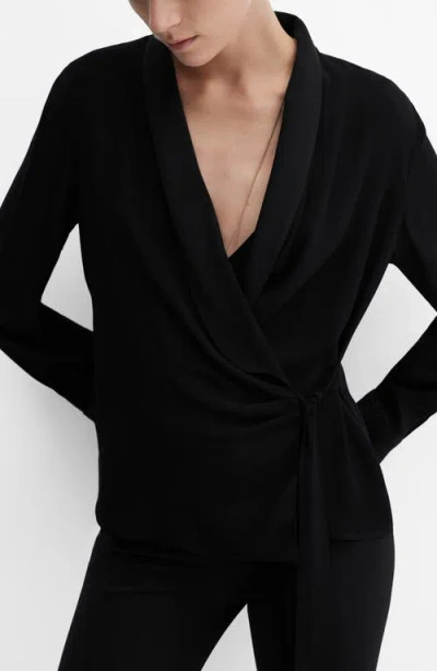 Mango Women's Bow Waist Blouse In Black