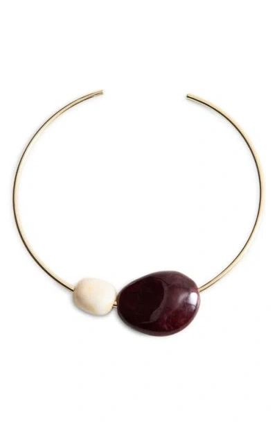 Mango Rigid Bead Choker Necklace In Gold