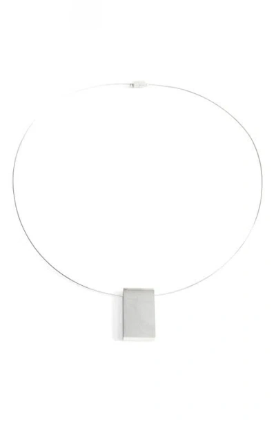 Mango Rigid Rectangular Pendant Necklace In Brown