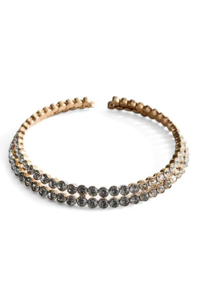 Mango Rigid Strass Crystal Embellished Choker In Gold