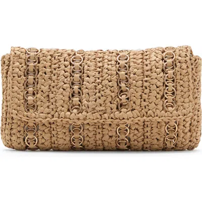 Mango Ring Embellished Woven Straw Shoulder Bag