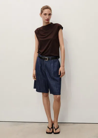 Mango Rinse Wash Denim Bermuda Shorts Open Blue