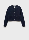 Mango Rinse Wash Denim Jacket Open Blue In Open Blue