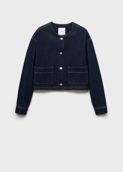 Mango Rinse Wash Denim Jacket Open Blue