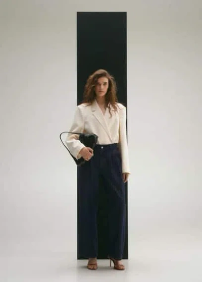 Mango Rinse Wash Wideleg Jeans With Darts Open Blue