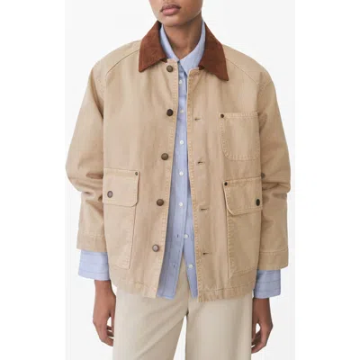Mango Rio Cotton Twill Barn Jacket In Sand