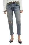 MANGO RIPPED LOW RISE ANKLE MOM JEANS