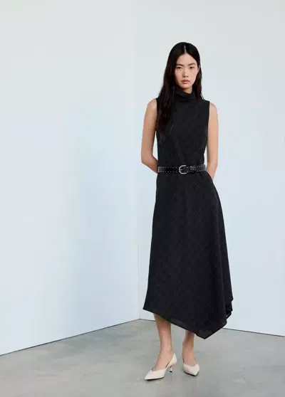 Mango Robe À Carreaux Avec Ceinture In Gris