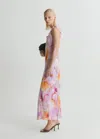 Mango Floral Ruffle Chiffon Maxi Dress In Purple