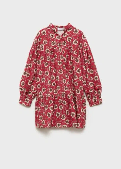 Mango Kids' Flower Print Dress Red In Rouge