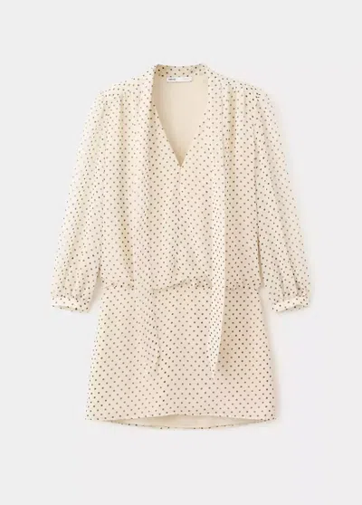 Mango Robe À Pois Avec Détail Foulard In Sand
