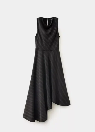 Mango Robe À Rayures Avec Ourlet Asymétrique In Gris