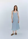 Mango Checked Asymmetrical Midi Dress In Blue