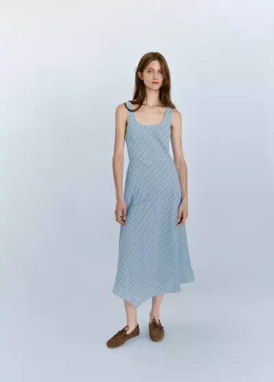 Mango Robe Asymétrique Carreaux In Blue