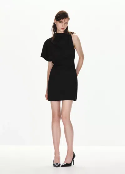 Mango Robe Asymétrique Détail Métallisé In Noir