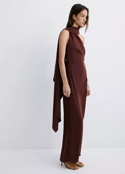Mango Robe Asymétrique Foulard In Brown