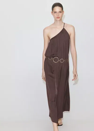 Mango Robe Asymétrique Froncée In Black