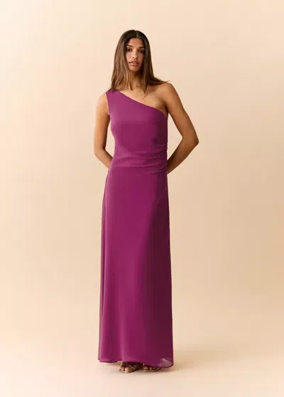 Mango Robe Asymétrique Froncée Latérale In Pink
