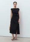 Mango Asymmetrical Knotted Dress In Black