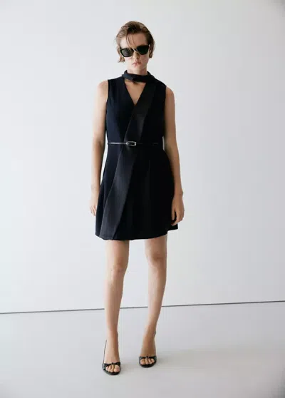 Mango Robe Avec Ceinture À Nouer In Blue