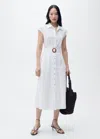 Mango Embroidered Shirt Dress With Belt White In White