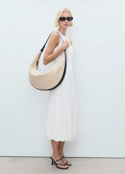 Mango Long Balloon Effect Dress White